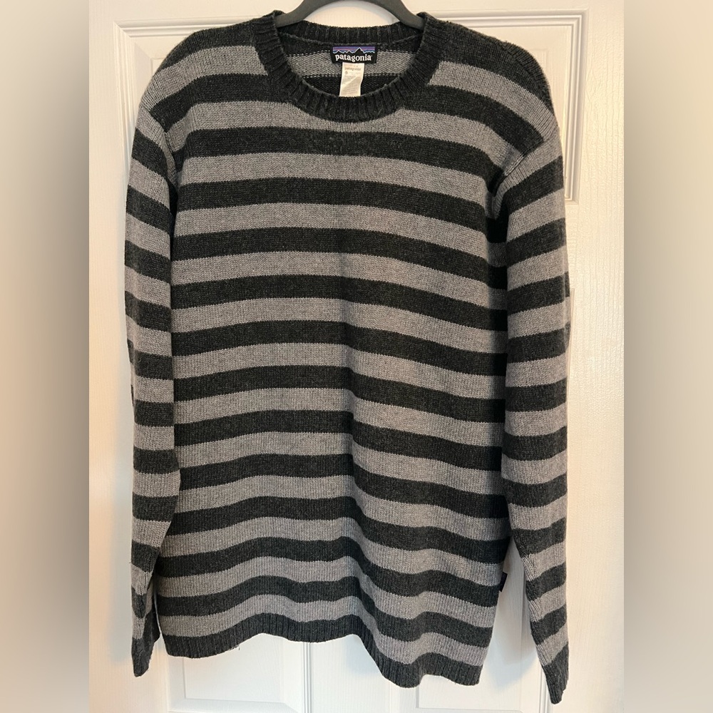 Patagonia Charcoal and Black Striped Crewneck Sweater - Picture 2 of 5